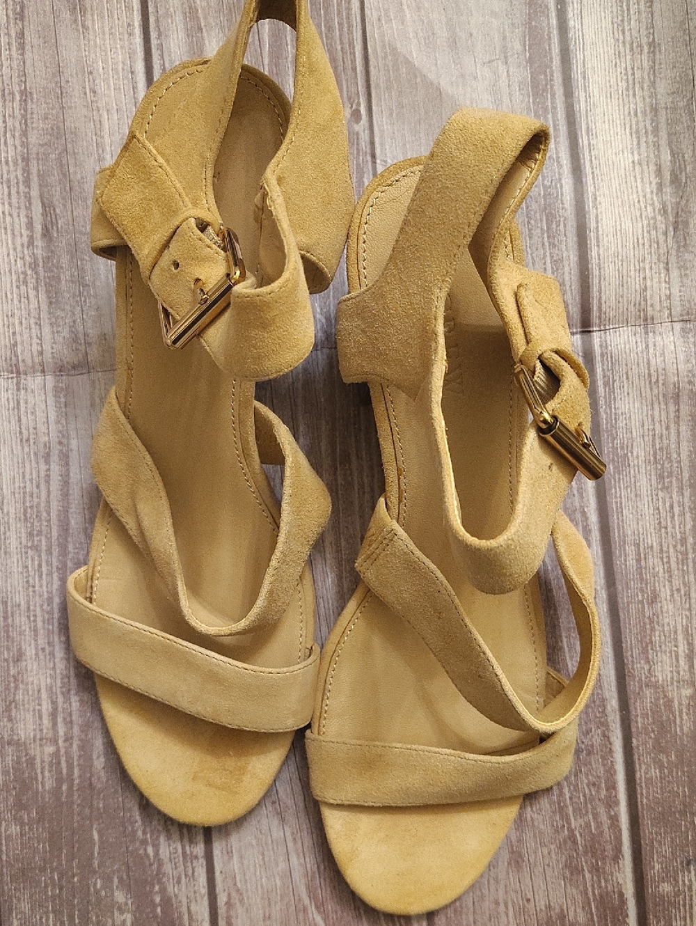 J. Crew Mustard Suede Strappy Heels